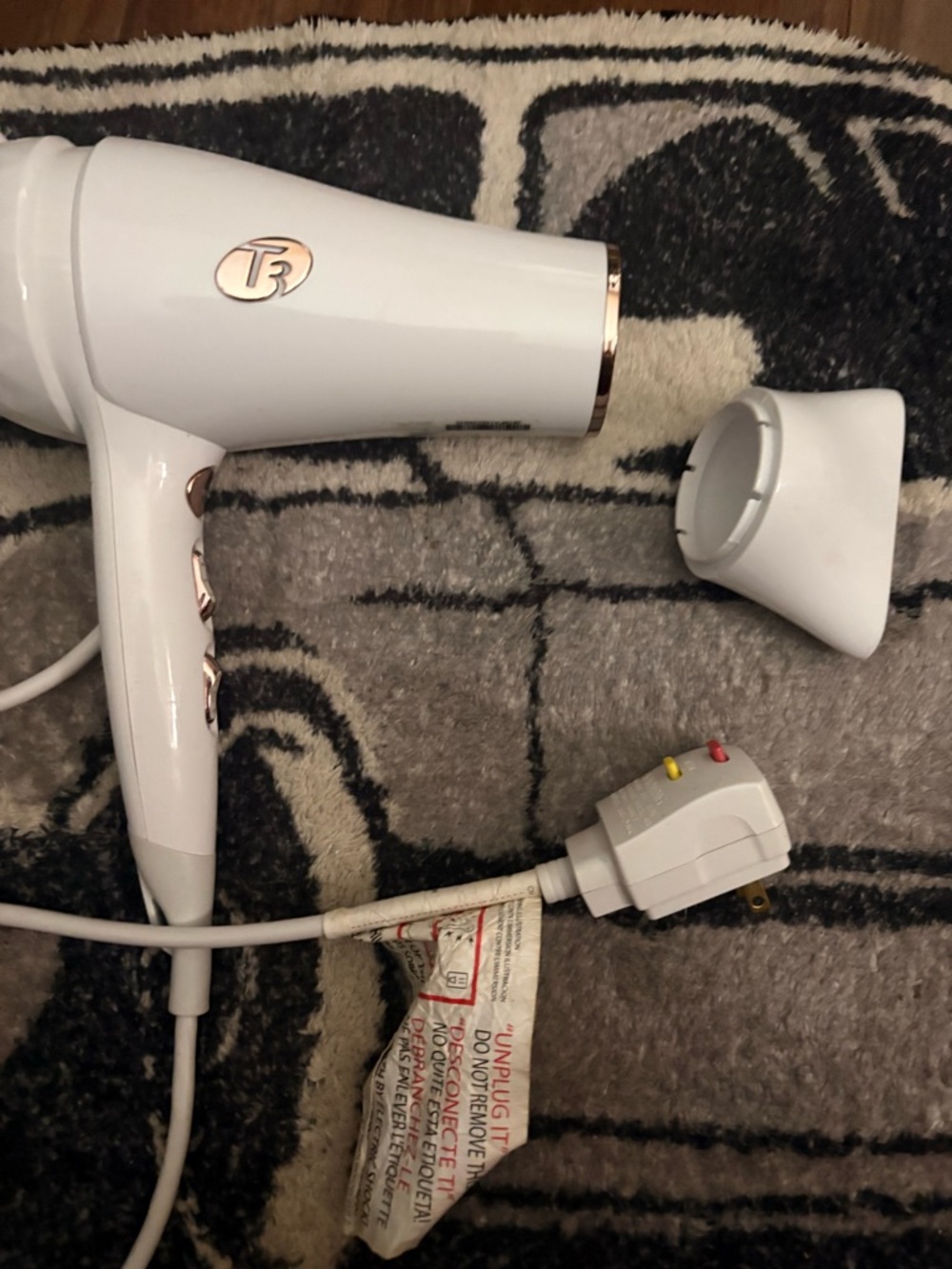 T3 White and Rose Gold Hair Dryer